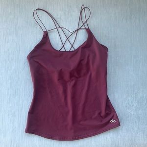 ALO YOGA Size M maroon activewear tank with built in bra